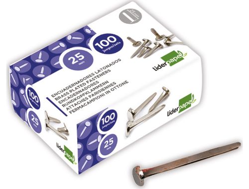 Ataches encadernacao liderpapel, caixa de 100, n. 5, 25 mm , Liderpapel , 2827 , 8423473028272